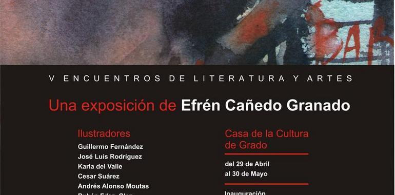 Exposición de poemas e ilustraciones de Efrén Cañedo en Grao