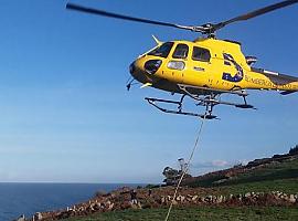 Rescatado en helicóptero tras sufrir una caída durante una cacería en Morcín
