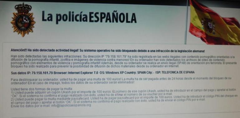 Un virus que suplanta a la policía y hace creer al usuario que ha descargado contenido pedófilo