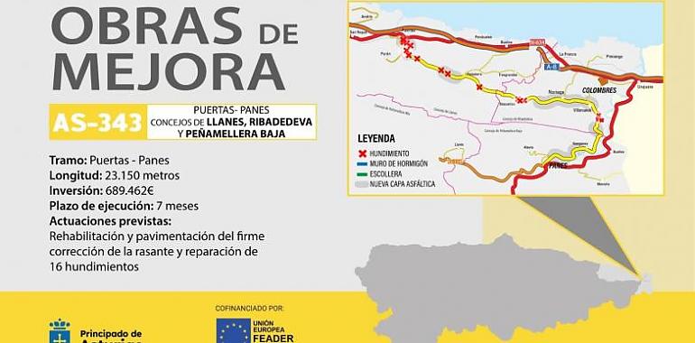 Casi 700.000 euros para la mejora integral de la AS-343 entre Puertas, en Llanes, y Panes, en Peñamellera Baja