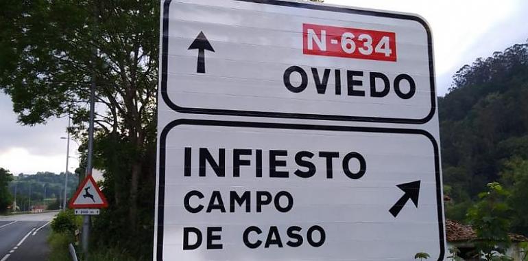 La Xunta pola Defensa de la Llingua Asturiana (XDLA) denuncia que los lletreros nuevos instalaos na N-634 de la que pasa pel conceyu de Piloña nun cumplen cola toponimia oficial d