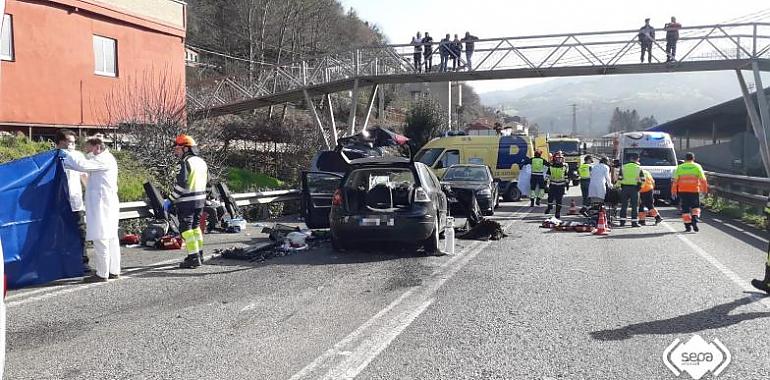 Trágico accidente con dos fallecidos y cuatro personas heridas en Langreo