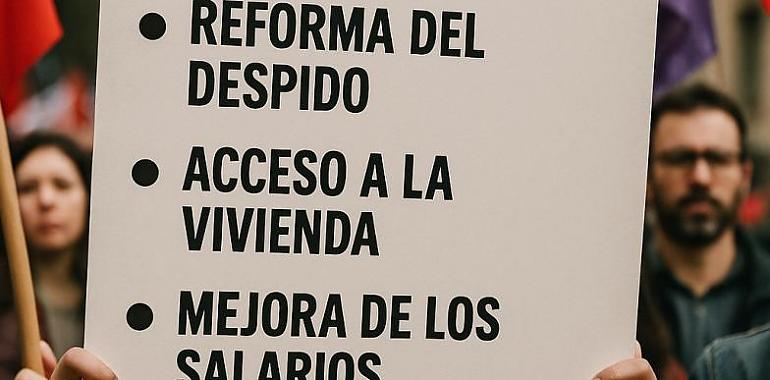 Reducción de jornada, reforma del despido y vivienda digna: las claves del Primero de Mayo sindical en Asturias
