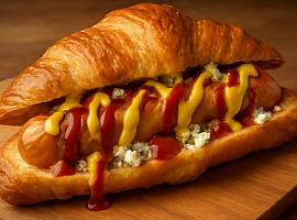 Recetas de una abuela asturiana: Croissant con Frankfurt picante y queso de Cabrales (¡un festín de esos que no se olvida!)