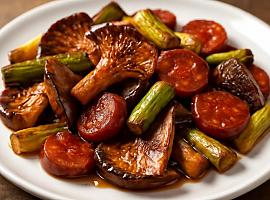 Recetas de una abuela asturiana: Salteado de rebollones con ajos tiernos y chorizo asturianu (ye como si os trajerais tola esencia de nuestra tierra pa’l estómagu)