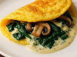 Recetas de una abuela asturiana: Tortilla esponjosa de champiñones y espinacas al Cabrales (un plato que parece sacáu d’un chigre de alta cocina)