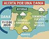 Alerta en Asturias por una nueva DANA: se esperan lluvias torrenciales, granizo y tormentas entre el 11 y el 13 de julio