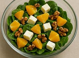 Recetas de una abuela asturiana: Ensalada asturiana de naranxa, espinaca, nueces y quesos del país (lleval sabor de casa, ye fresquina, ye güena)