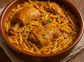 Recetas de una abuela asturiana: Fideichos con pitu guisáu (un inventu bien sabrosu)