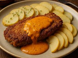 Recetas de una abuela asturiana: Cachopines de jabalí con crema de oricios y manzana reineta (ye un viaxe del monte al cantábricu… ¡con parada en la gloria!)