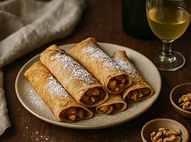 Frixuelinos rellenos de compota de manzana a la sidra, con toque de nuez (el dulce de San Mateo)