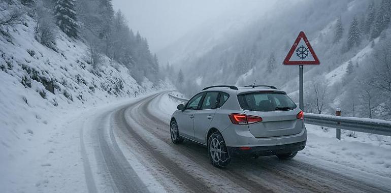 La nieve irrumpe en Asturias y obliga al uso de cadenas en seis puertos de montaña: así afecta el temporal a las carreteras del Principado