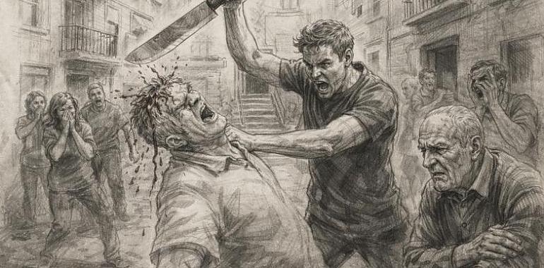 Sangre al mediodía en La Felguera: un hombre muere a machetazos y tres familiares resultan heridos en una brutal reyerta