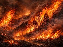 Asturias resiste al fuego: 33 incendios en una jornada crítica marcada por el viento y el calor anómalo