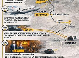 De la bronca del Congreso al atril de Infiesto en 145 minutos: Sánchez aterriza, habla y despega