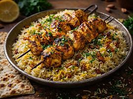 Recetas de una abuela asturiana: Kebabín de pitu con arroz perfumáu de Persia, que si lo prueba un iraní, igual se queda mirando pa mí y diz: “esta güela sabe lo que fai”.