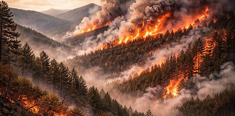 Asturias amanece cercada por el fuego: 32 incendios activos obligan a elevar la alerta en plena jornada de calor y viento sur