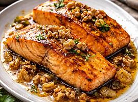 Salmón del Narcea con miel, sidra y nueces… (pa chuparse los deos y cantar un cantarín)