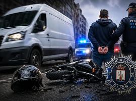 Detenido tras sembrar el pánico en Gijón: roba una furgoneta, embiste a un motorista y huye dejando una escena dramática
