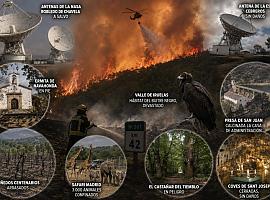 El fuego que llegó hasta el espacio: antenas planetarias, buitres negros y viñedos centenarios entre las víctimas de los incendios