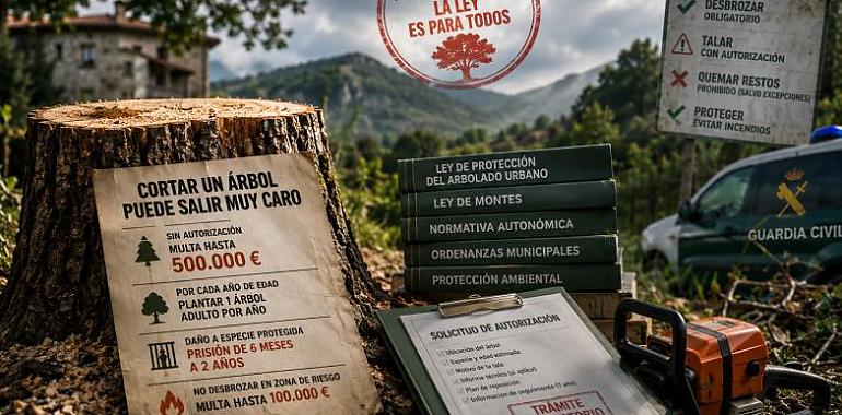 Medio millón de multa, un árbol nuevo por cada año de vida y hasta cárcel: el laberinto legal de cortar un árbol en tu propia finca