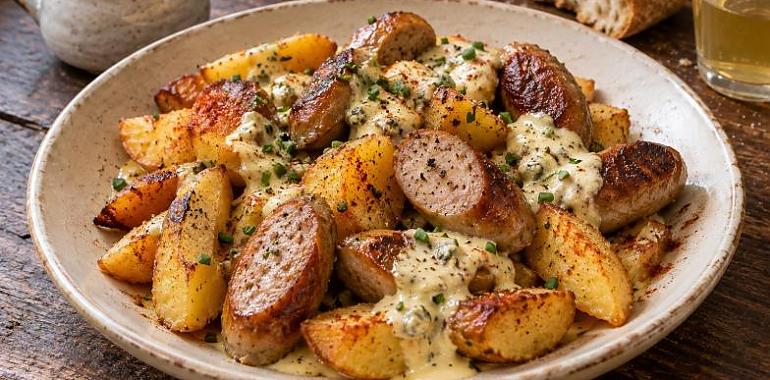 Recetas de una abuela asturiana: Salchiches alemanes, patates de casa y una salsa que pide pan