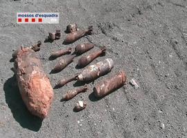 Los Mossos d'Esquadra encuentran 10 artefactos explosivos de la Guerra Civil en el Valle de Pàndols