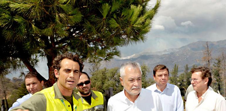 Griñán subraya la colaboración entre administraciones para sofocar el incendio en Costa del Sol 