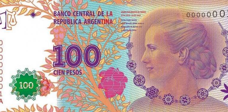 El billete de 100 pesos con la imagen de Eva Perón llega a Francia