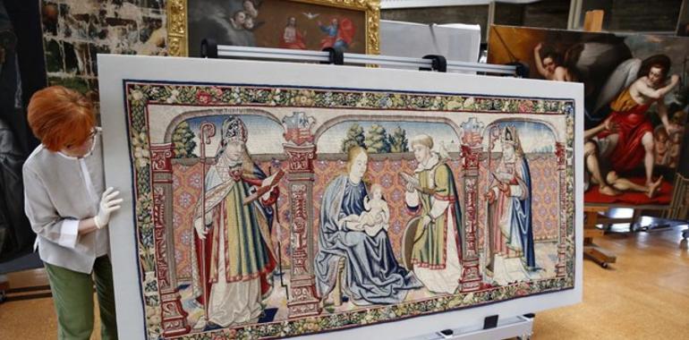 El tapiz recuperado de la antigua Catedral de Roda de Isábena de nuevo en España