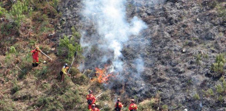 La UME realiza practicas reales de extinción de incendios forestales en Asturias 