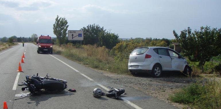 Fallece un motorista vecino de Marcilla al colisionar contra un turismo en Olite 