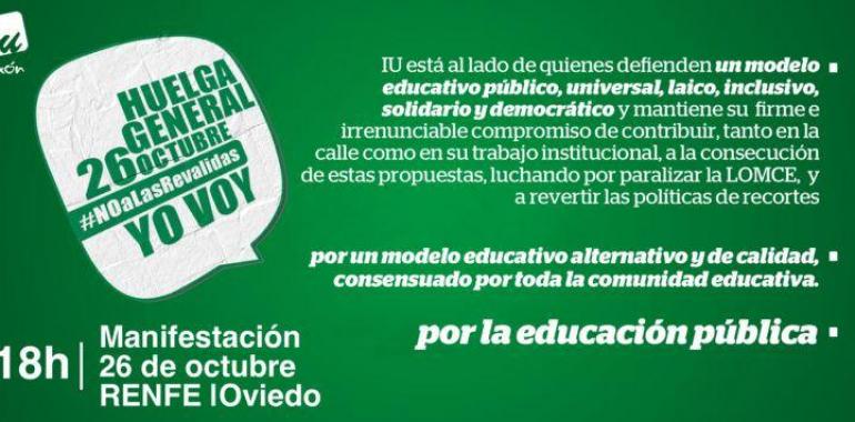 IU OVIEDO llama a apoyar la huelga educativa convocada para el 26 de Octubre 